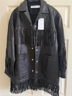 IRO Paris Black Mahabe Fringe Jacket - 100% lambskin